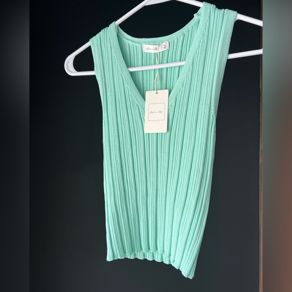 Active USA Mint Green Ribbed Sweater Tank